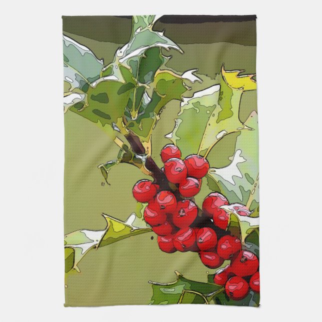 HollyBerries 005 Tea Towel (Vertical)