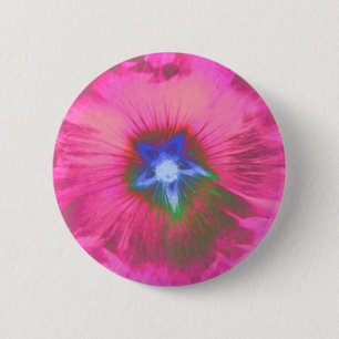 Hollyhcok Flower Pink Velvet Button