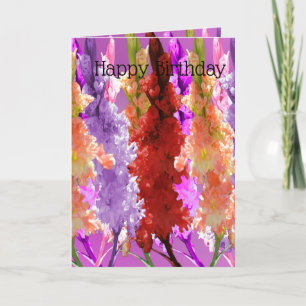 Hollyhock Blooms Of Elegance, Birthday Card