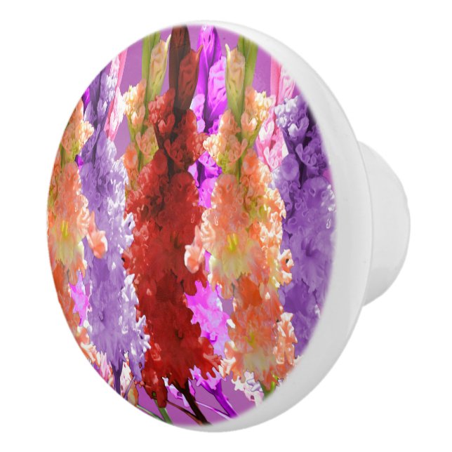 Hollyhock Elegance, Ceramic Knob (Right)
