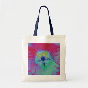 Hollyhock Flower Bright lights Budget Tote Bag