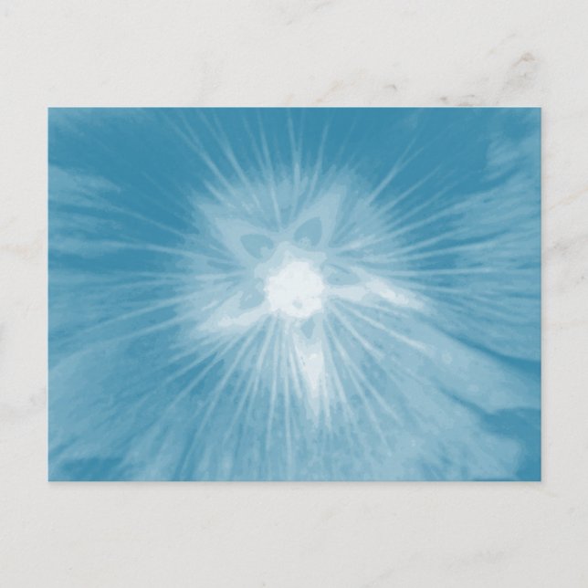 Hollyhock Flower Icy Blue Postcard (Front)