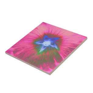 Hollyhock Flower Pink Velvet Tile