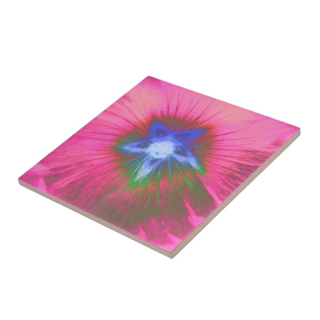 Hollyhock Flower Pink Velvet Tile (Side)