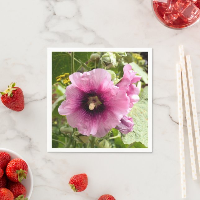HOLLYHOCK FLOWERS NAPKIN (Insitu)