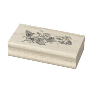 Hollyhock Hand Drawn Image Stamp, Original Rubber Stamp