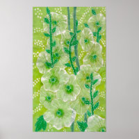 Hollyhock Mallow Malva Flower Floral Collage Green