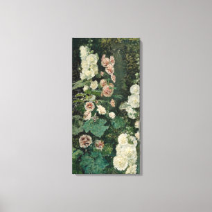 Hollyhock Rose Flowers (by Marià Fortuny) Canvas Print