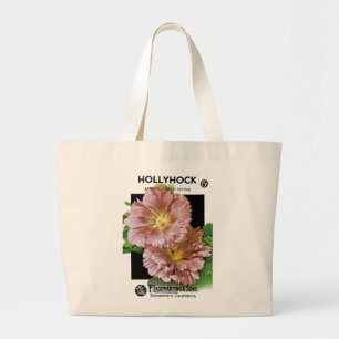 Hollyhock Vintage Seed Packet Large Tote Bag