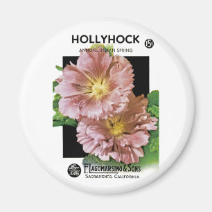 Hollyhock Vintage Seed Packet Magnet