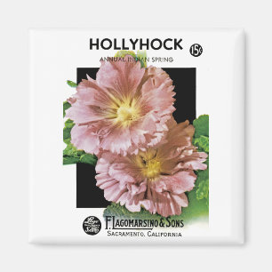 Hollyhock Vintage Seed Packet Magnet