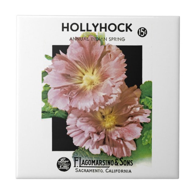 Hollyhock Vintage Seed Packet Tile (Front)