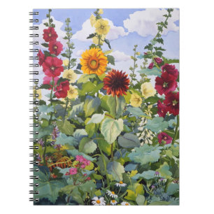 Hollyhocks and Sunflowers 2005 Spiral Notebook