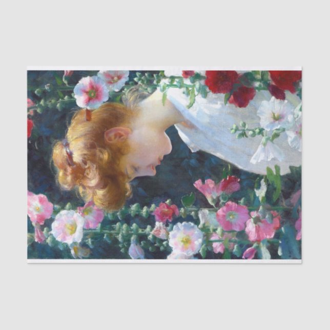 Hollyhocks and Sunlight Charles Curran Tissue Paper (Front)