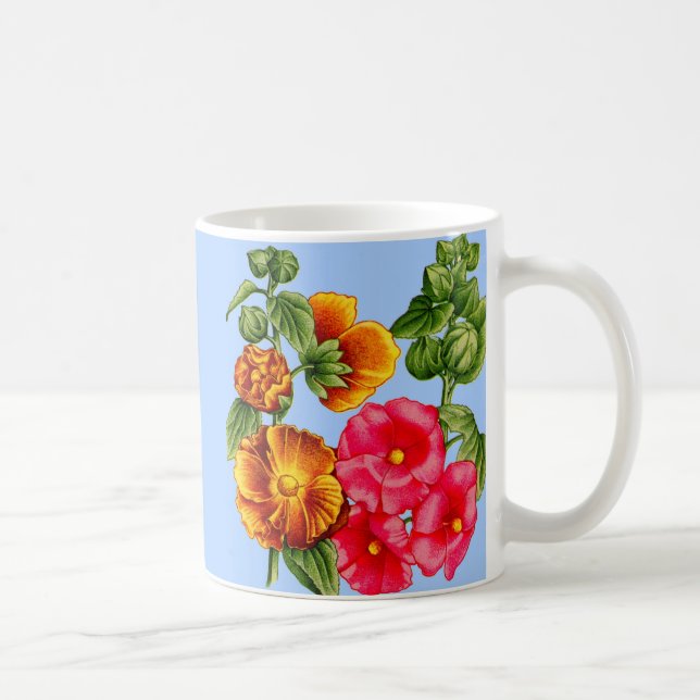 hollyhocks coffee mug (Right)