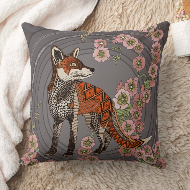 hollyhocks fox haematite blush cushion (Blanket)