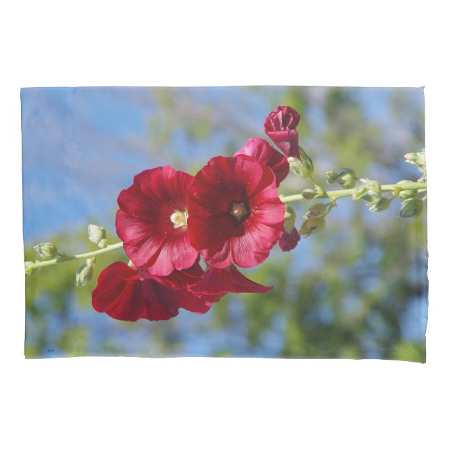 Hollyhocks pillow case (Front)