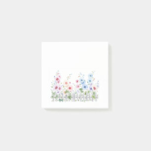 Hollyhocks & Rustic Wood Fence Post-it Notes
