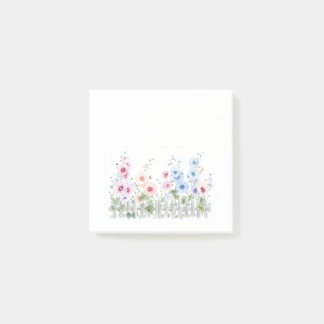 Hollyhocks & Rustic Wood Fence  Post-it Notes (Front)