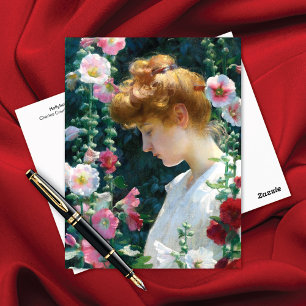 Hollyhocks Sunlight Charles Courtney Curran Postcard
