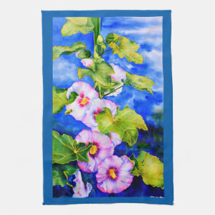 Hollyhocks Tea Towel
