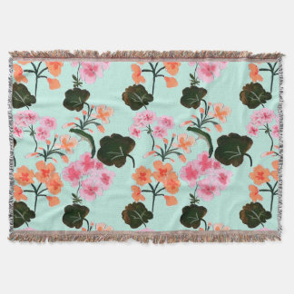 Hollyhocks Throw Blanket