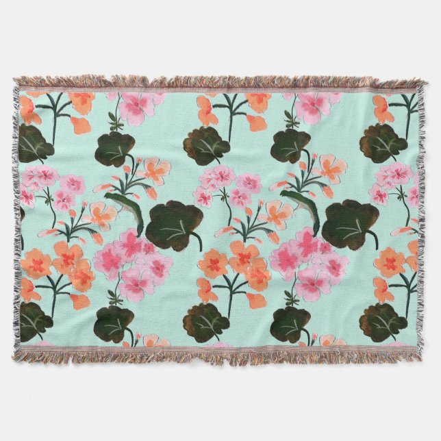 Hollyhocks Throw Blanket (Front)