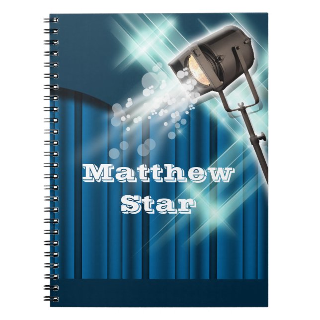 Hollywood actor stage name blue spiral notebook (Front)
