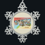 Hollywood Beach Florida FL Vintage Travel Souvenir Snowflake Pewter Christmas Ornament<br><div class="desc">Hollywood Beach,  Florida FL

A nostalgic,  vintage travel souvenir postcard image,  an authentic retro design. Greetings from the American Travelogue Virtual Touring Company!</div>