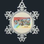 Hollywood Beach Florida FL Vintage Travel Souvenir Snowflake Pewter Christmas Ornament<br><div class="desc">Hollywood Beach,  Florida FL

A nostalgic,  vintage travel souvenir postcard image,  an authentic retro design. Greetings from the American Travelogue Virtual Touring Company!</div>