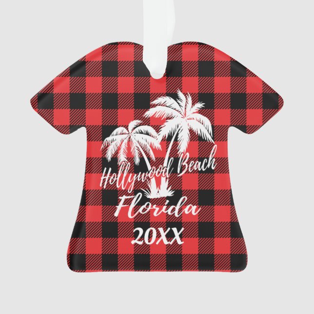 Hollywood Beach Florida Palm Trees Personalised Ornament (Front)