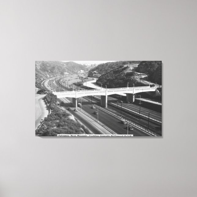 Hollywood, CA Cahuenga Pass Freeway View Canvas Print (Front)