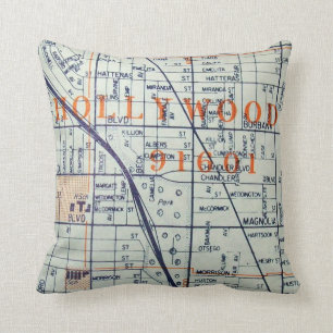HOLLYWOOD, CA Vintage Map Cushion