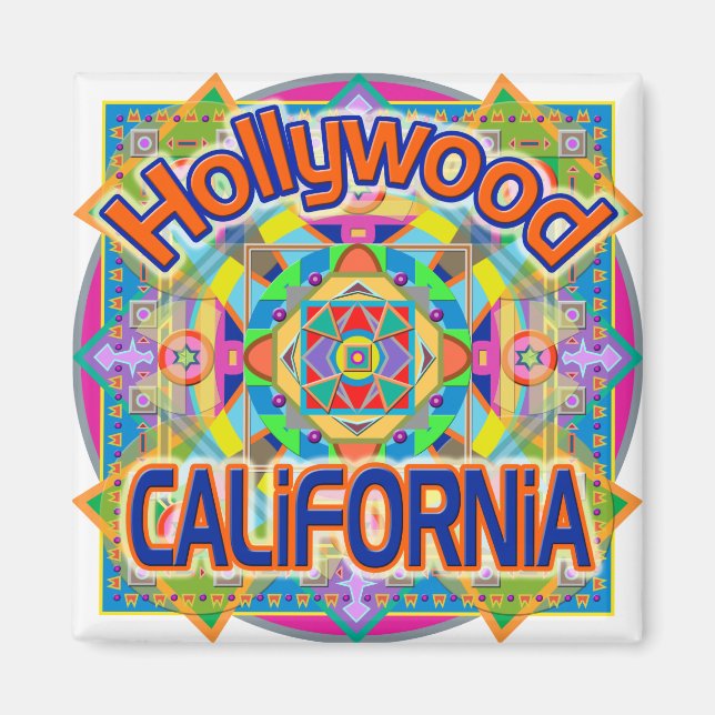 Hollywood CALIFORNIA Happy Magnet (Front)