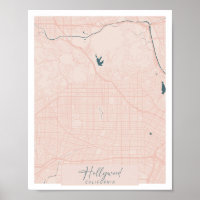 Hollywood California Pink and Blue Cute Script