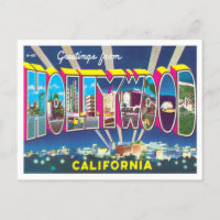 Hollywood, California Vintage Big Letters Postcard