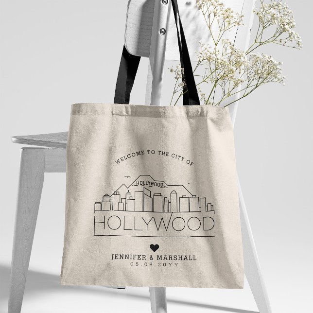 Hollywood, California Wedding | Stylised Skyline Tote Bag (Creator Uploaded)