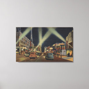 Hollywood, CANight View of Hollywood Blvd. Canvas Print