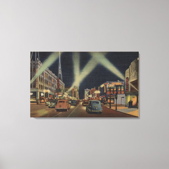 Hollywood, CANight View of Hollywood Blvd. Canvas Print (Front)