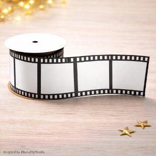 Hollywood Film Strip Party Tape, Black and White  Satin Ribbon