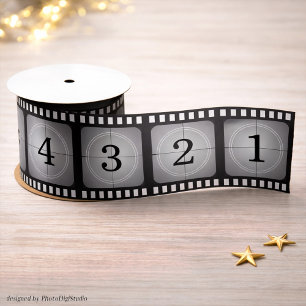Hollywood Film Strip Ribbon, Old Cinema Countdown  Satin Ribbon