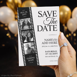 Hollywood Film Strip Save the Date Personalised Invitation
