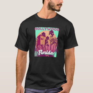 Hollywood FL Florida vintage retro ocean scene bea T-Shirt