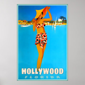 Hollywood Florida Broward County Travel Poster