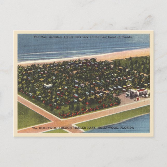 Hollywood, Florida vintage trailer park Postcard (Front)