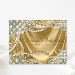 Hollywood Glam Pearl Birthday Party Invitation