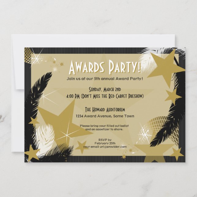 Hollywood Glamour Award Party Invitation (Front)