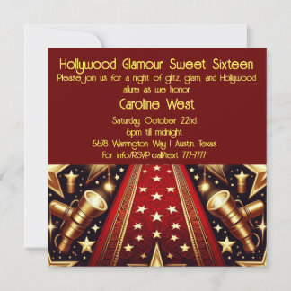 Hollywood Glamour Sweet Sixteen Invitation