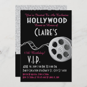 Hollywood Glitter Birthday Invitation