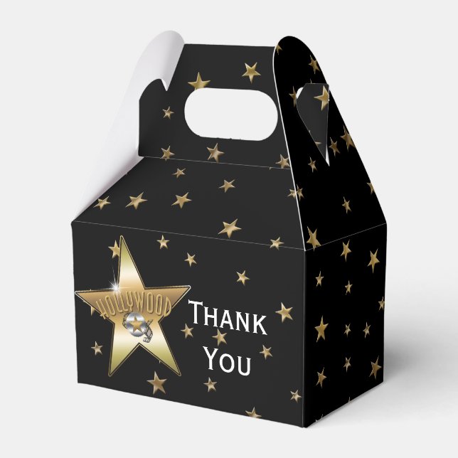 HOLLYWOOD GOLD STAR Birthday Party Favour Boxes (Front Side)